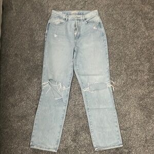 PacSun Blue Straight Leg Jeans with Distressed Details